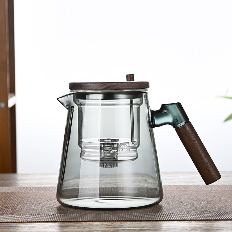 Heat Resistant Glass Teapot with Wooden Handle