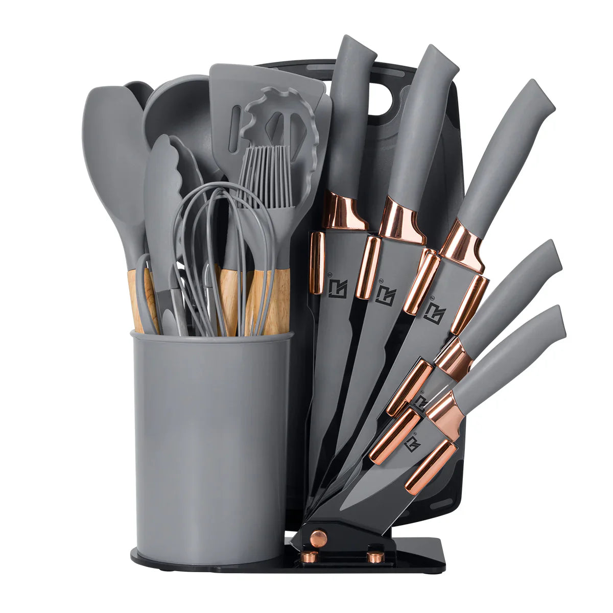 19pcs silicon spoon/knife  set with chopping board