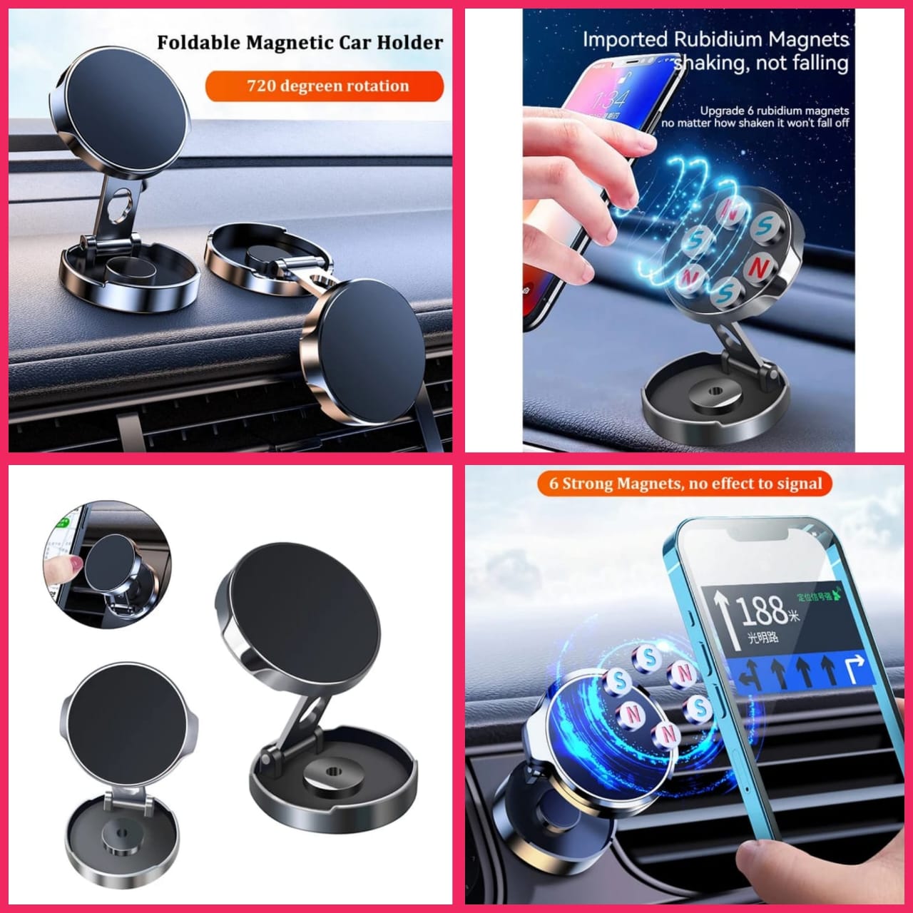 Foldable magnetic Car/home Phone holder