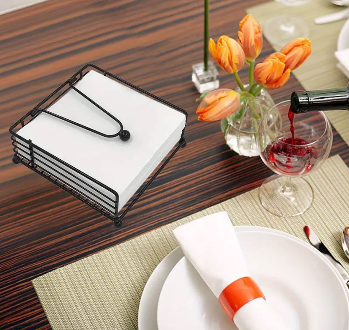 Modern Metallic serviette holder with Weighted Arm