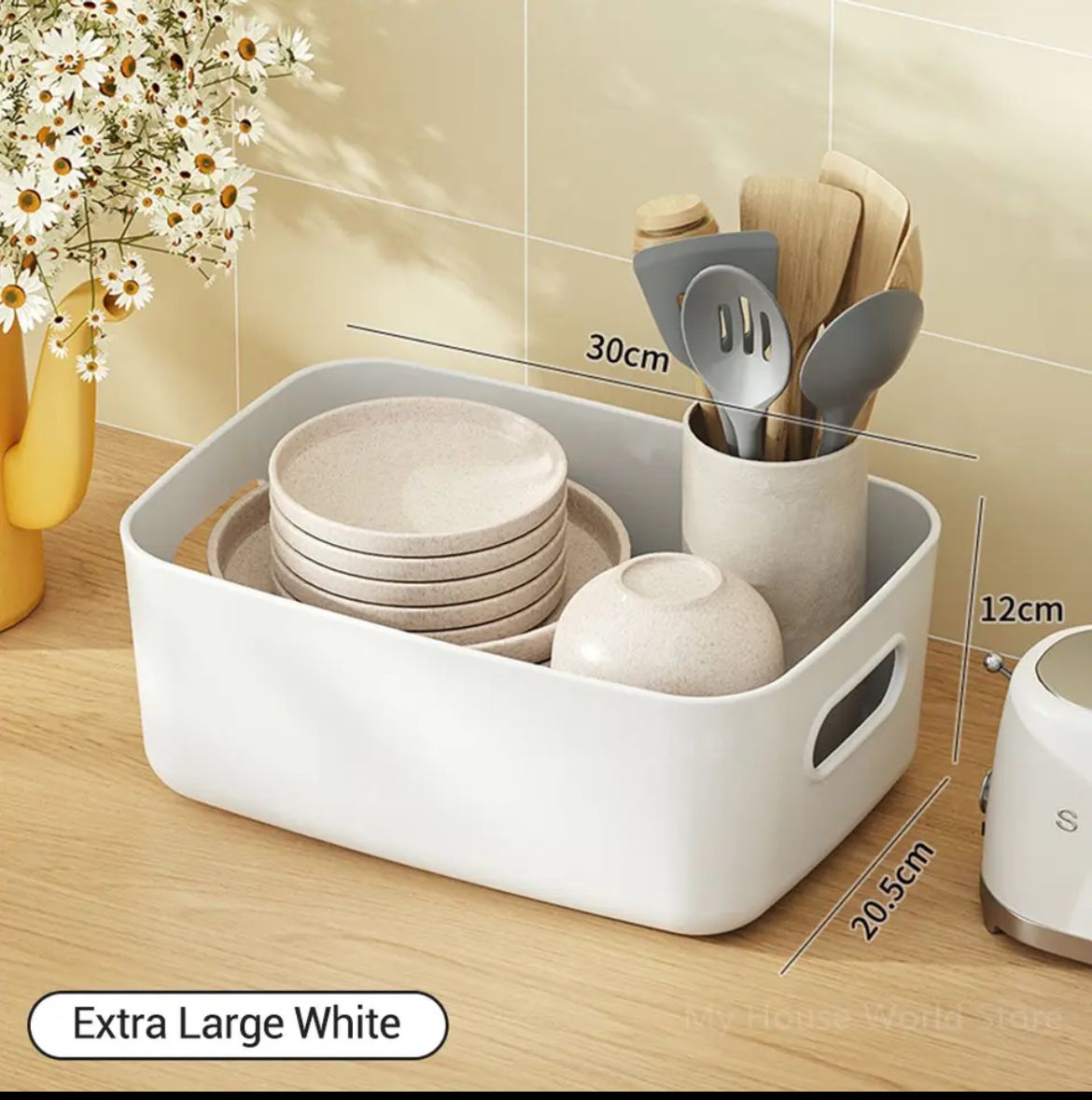 White Multipurpose storage basket set of 2pcs