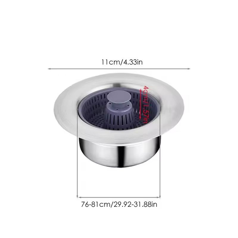 Stainless Steel Kitchen Sink Strainer With Pop-Up Drain