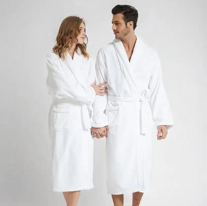 White cotton bathrobes