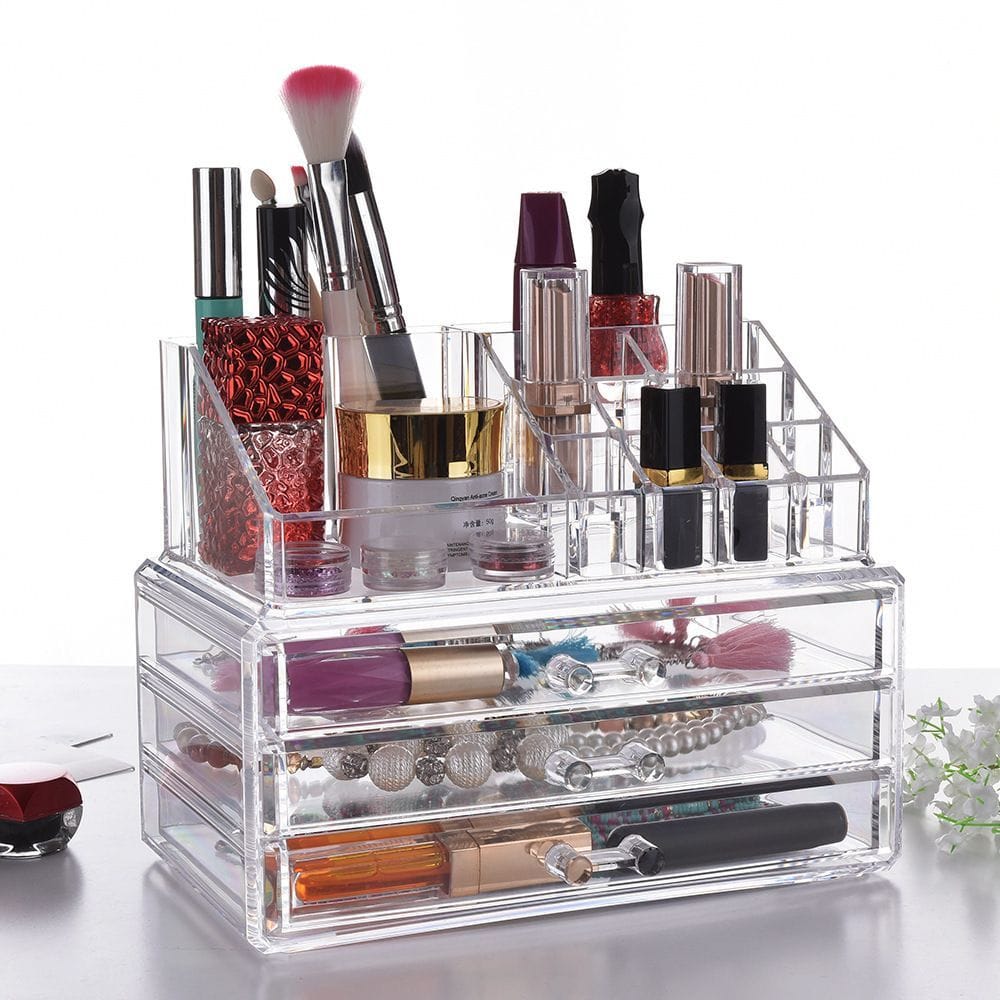 3 Layer Acrylic Transparent Makeup Drawer/Organizer Desktop Cosmetic Storage Box for Lipstick, Jewelry