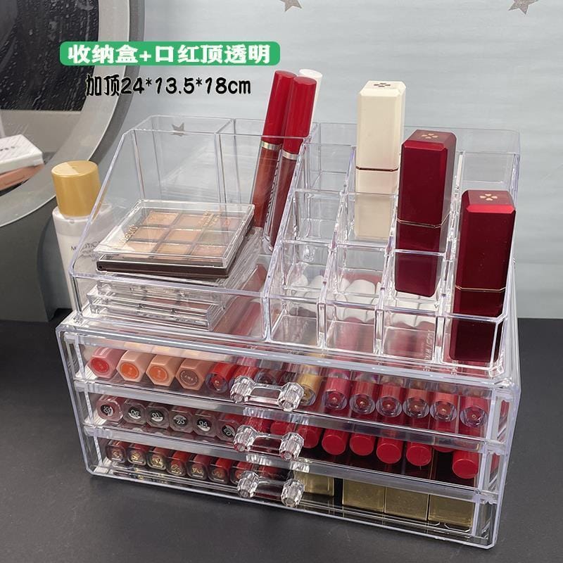 3 Layer Acrylic Transparent Makeup Drawer/Organizer Desktop Cosmetic Storage Box for Lipstick, Jewelry