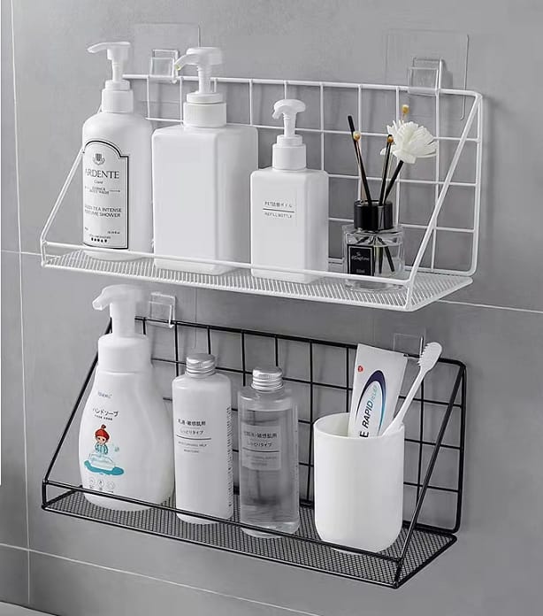 Creative wall shelves/ Metallic wall hanging basket storage rack no punch