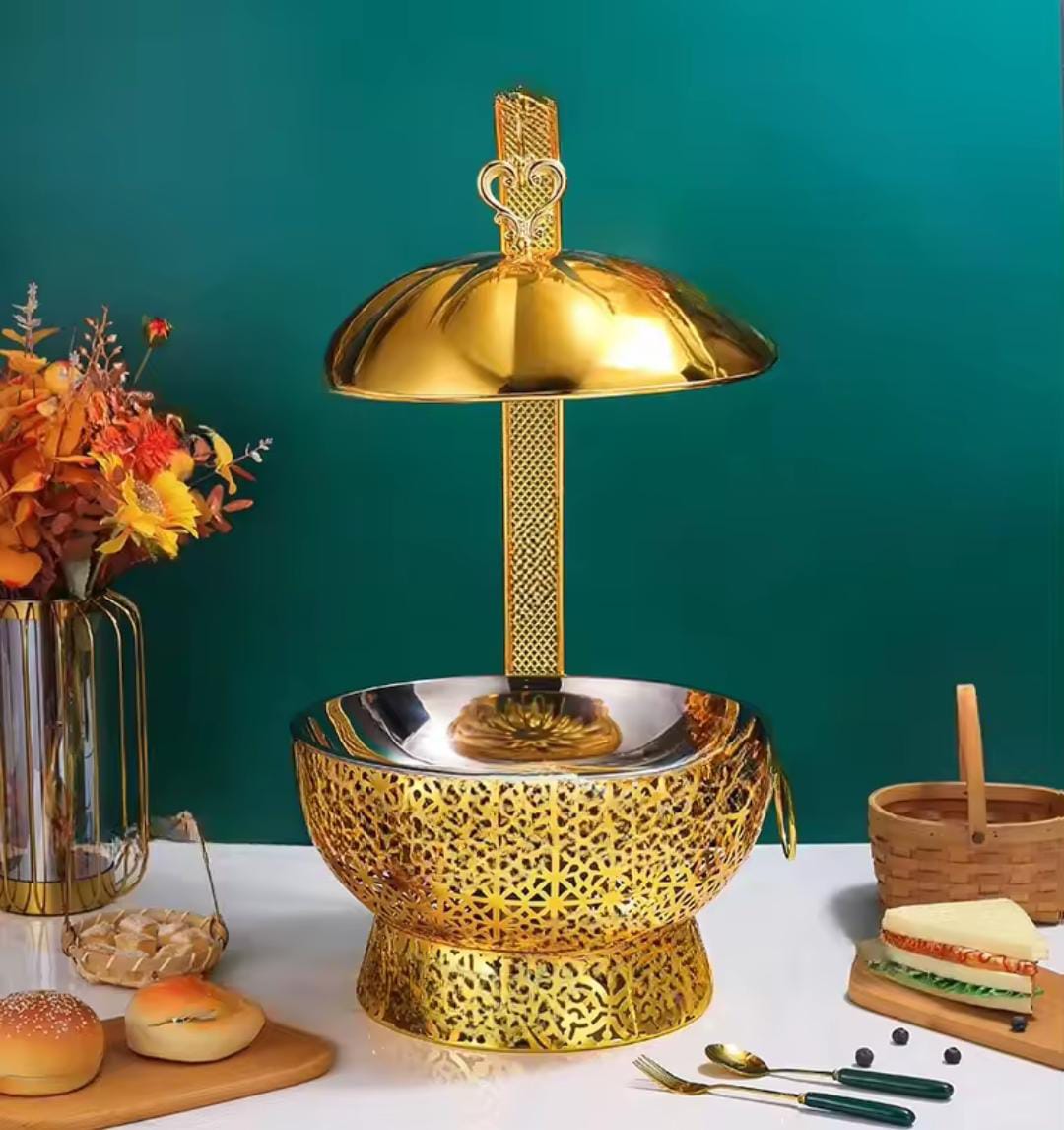 Stainless steel Round Chaffing dish with gold stand