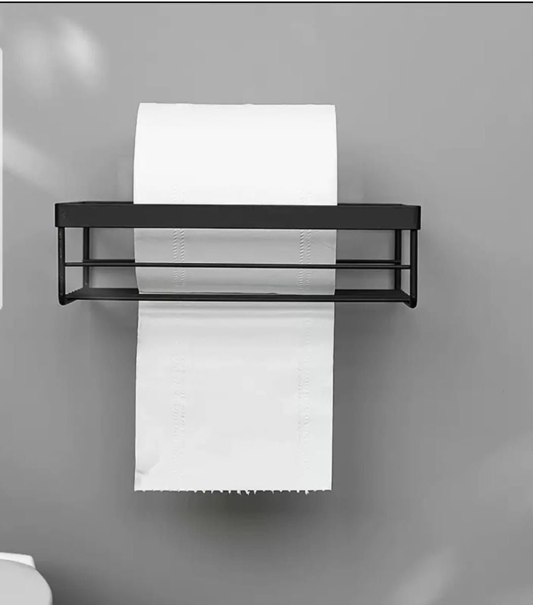Punch free storage rack for toilet paper towel box with a strong adhesive sticker