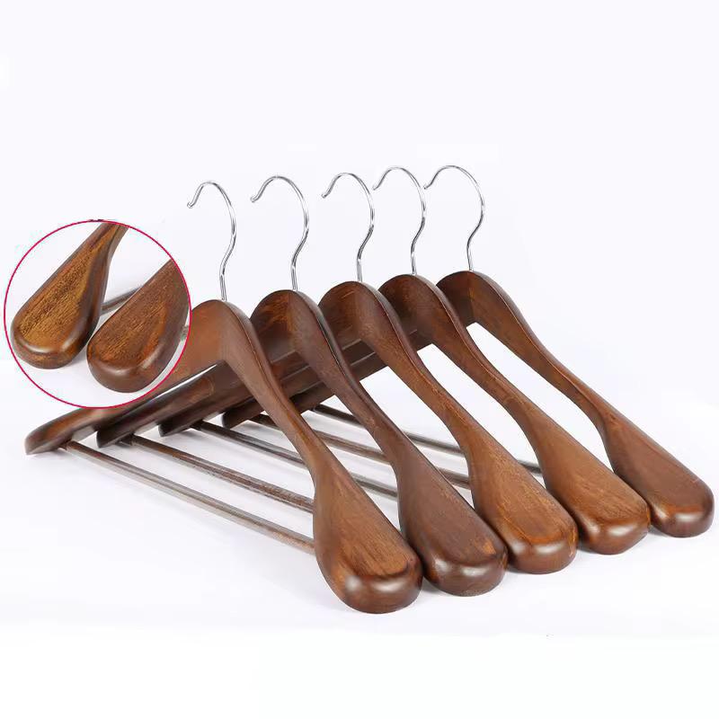 Wide Wooden Hangers (10 Pack)Glossy Finish Non slip Wooden Hangers