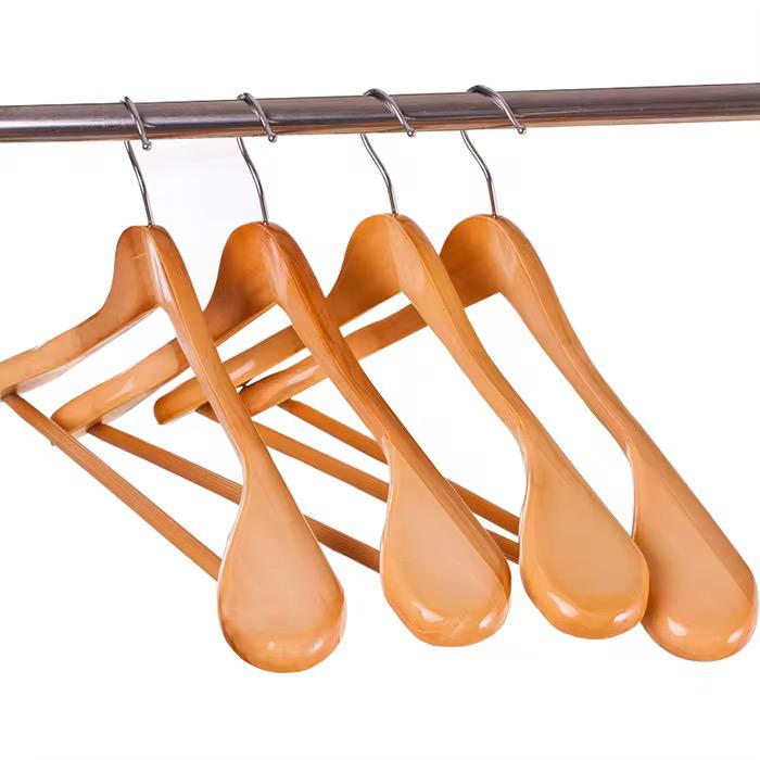 Wide Wooden Hangers (10 Pack)Glossy Finish Non slip Wooden Hangers