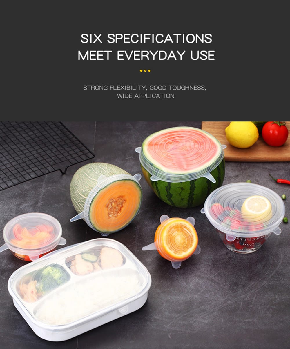 6 PCS Reusable Silicone Covers Caps