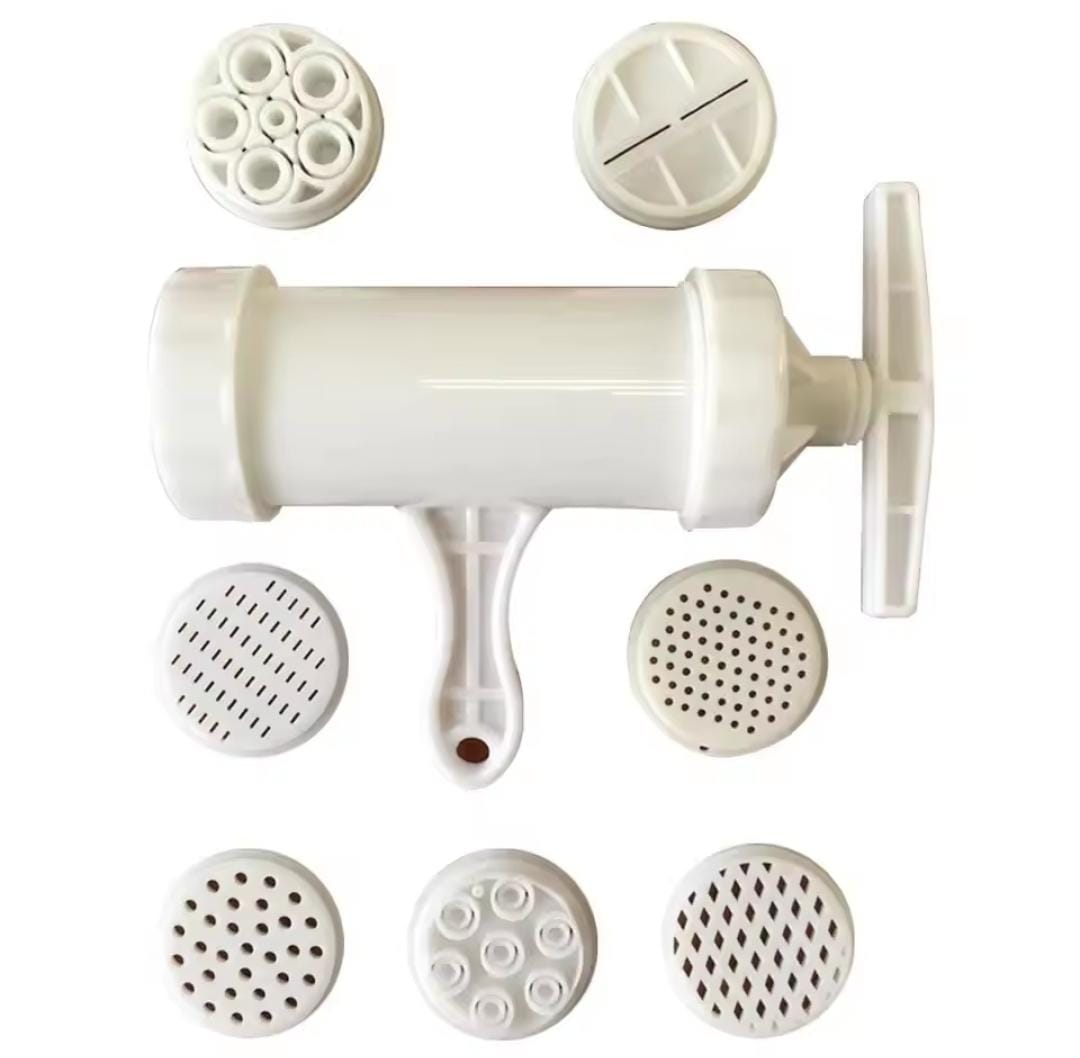 Manual noodles maker ,press pasta maker, machine crank cutter cookware with 5 pressing molds making spaghetti kitchen cooking tool