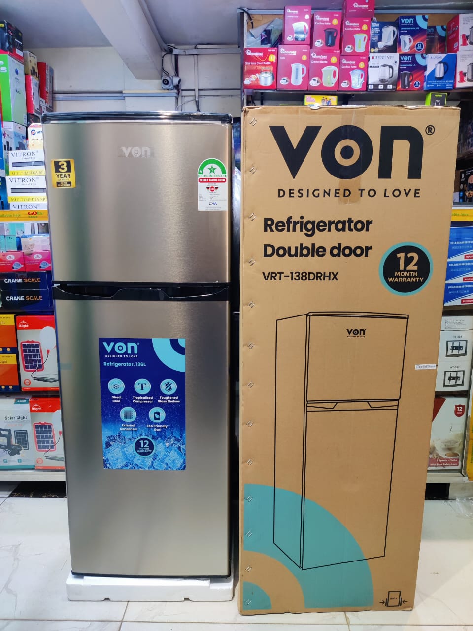 Von 138Litres Double Door Fridge