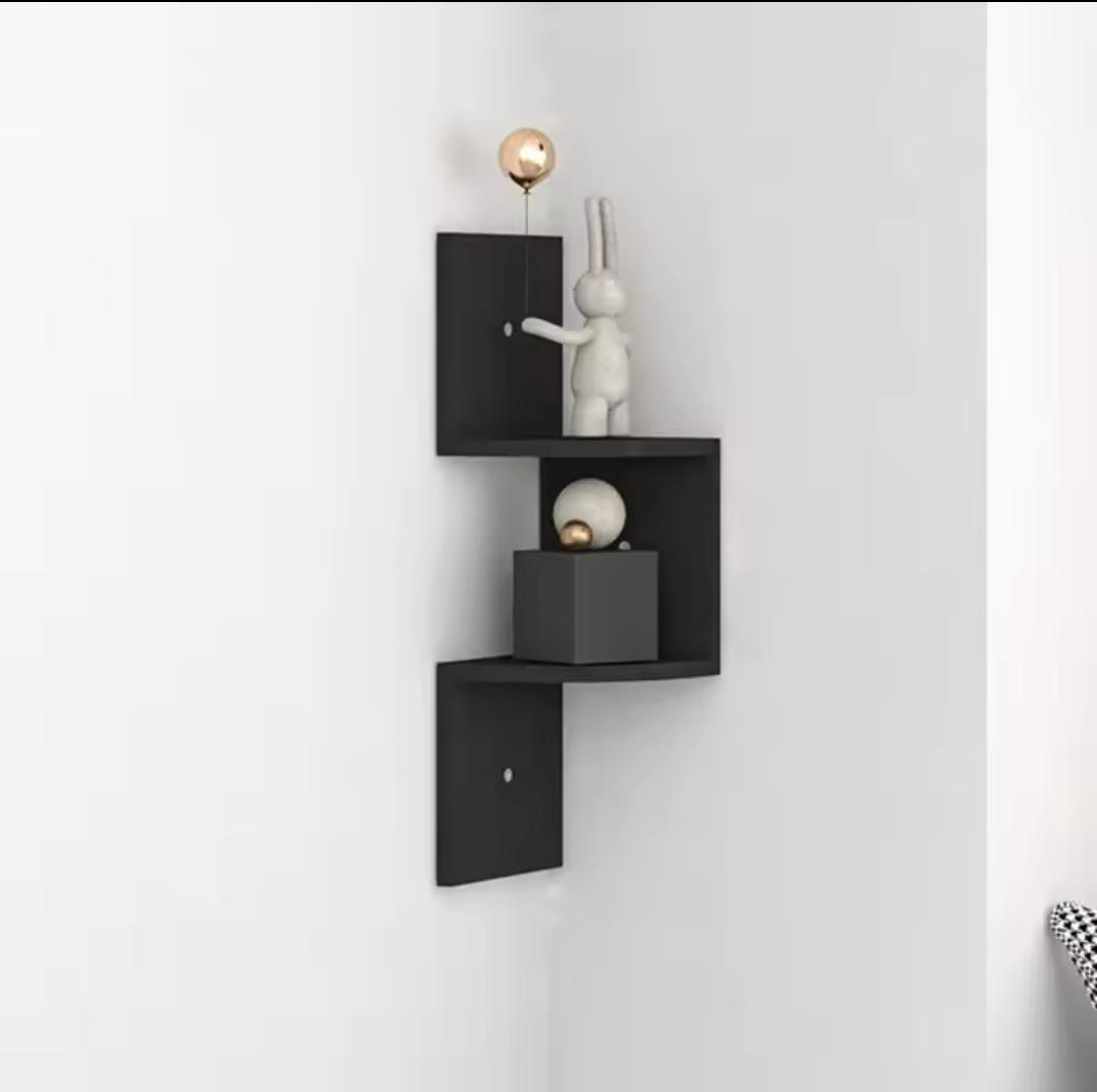 MINGYI DIY 5-tier corner shelf, corner shelf made of MDF wood, hanging bookcase, zigzag shaped shelf, approx