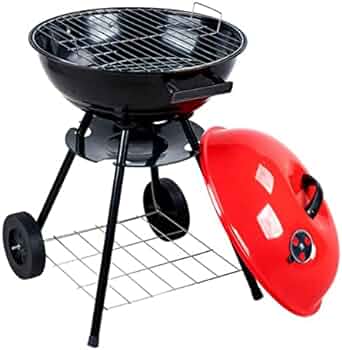 Round Charcoal Barbecue with Portable Trolley .