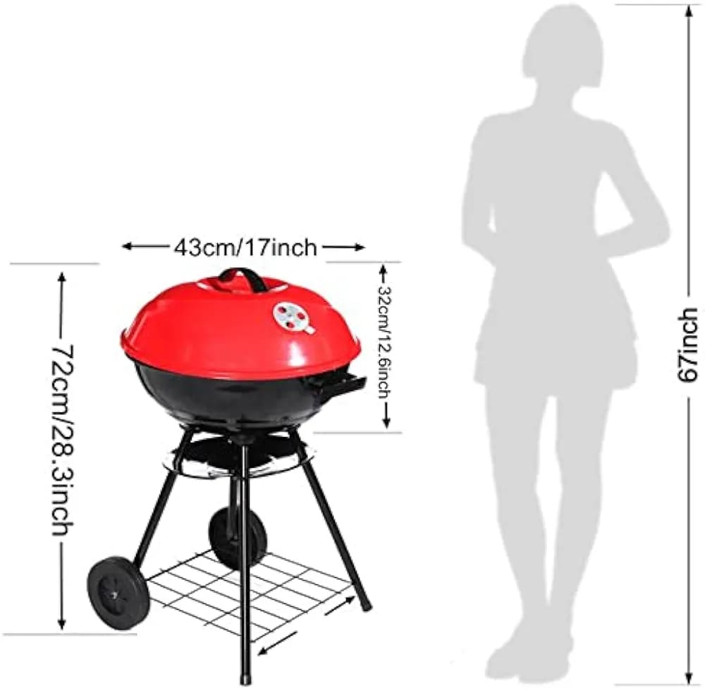 Round Charcoal Barbecue with Portable Trolley .