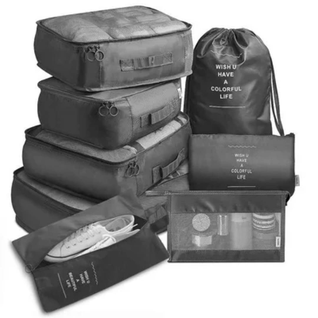 8pcs Luggage Travel Organizers For Suitcase With Toiletry Case
