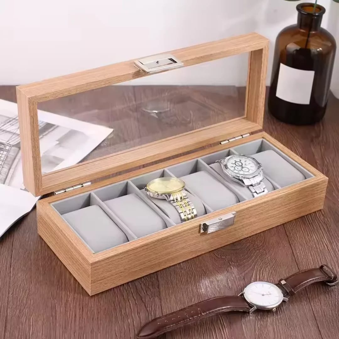 6pc Wooden Watch Organizer