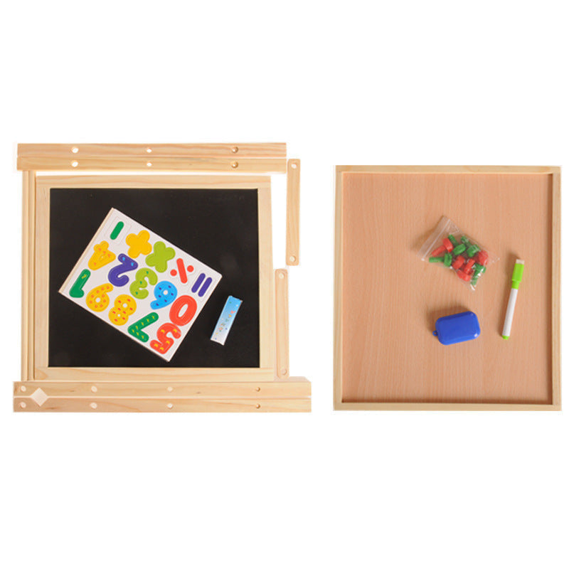 Wooden Drawing Blackboard Whiteboard Double Sided Adjustable Easel Painting