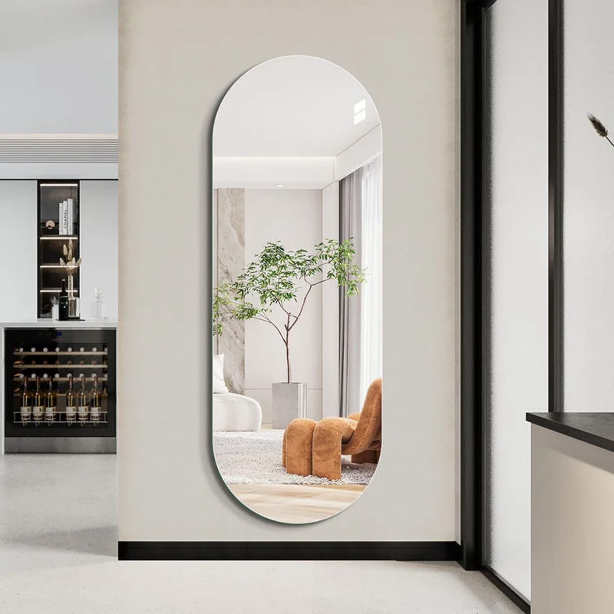 Oval Wall Mounted Peel and stick Diy mirror