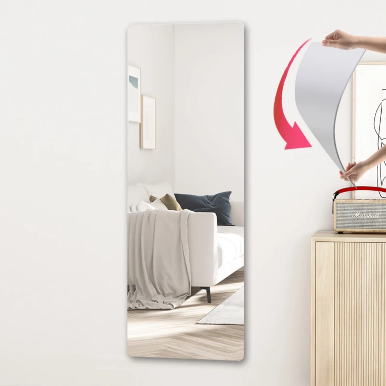 Rectangular Wall Mounted Peel and stick Diy mirror
