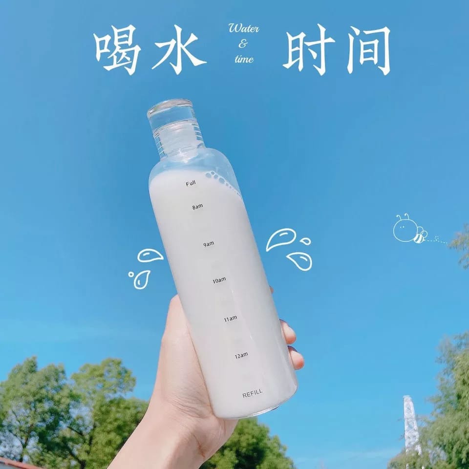 700ml PC Plastic Large Capacity Sports Water Bottle Leak Proof With Time Maker