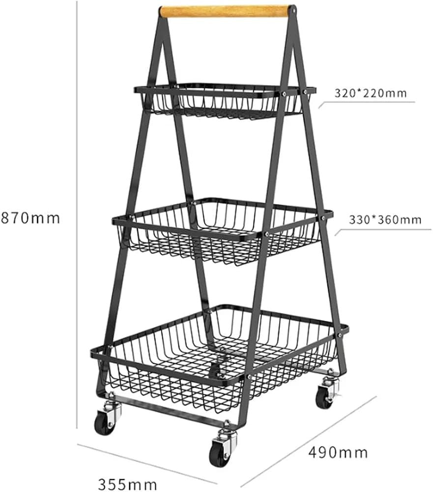 Multi-Function Multi Purpose 3-Tier A Shape Metal Mobile Trolley Cart