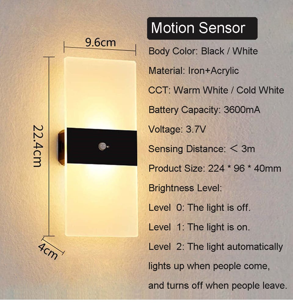 Motion sensor wall lamp