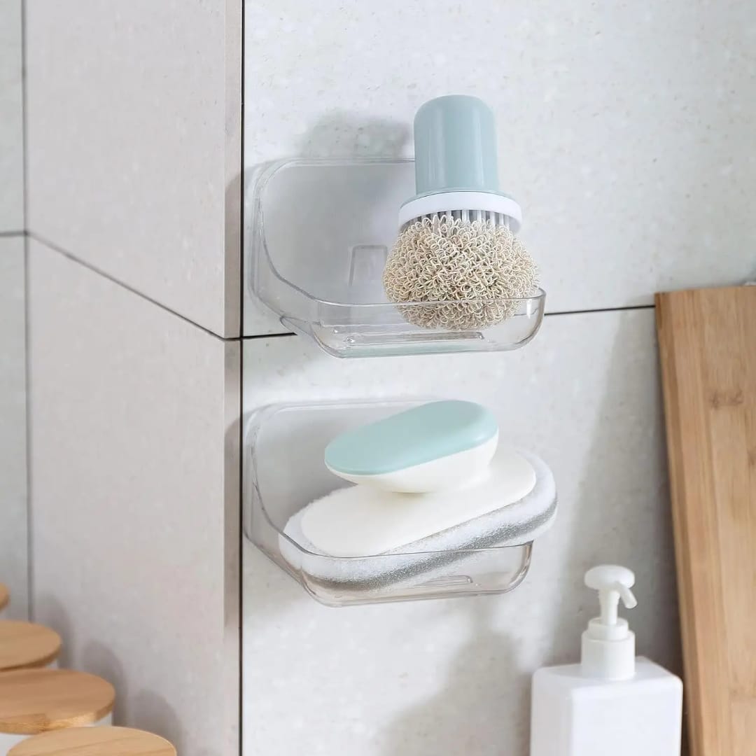 Single layer clear wall mounted soap holder