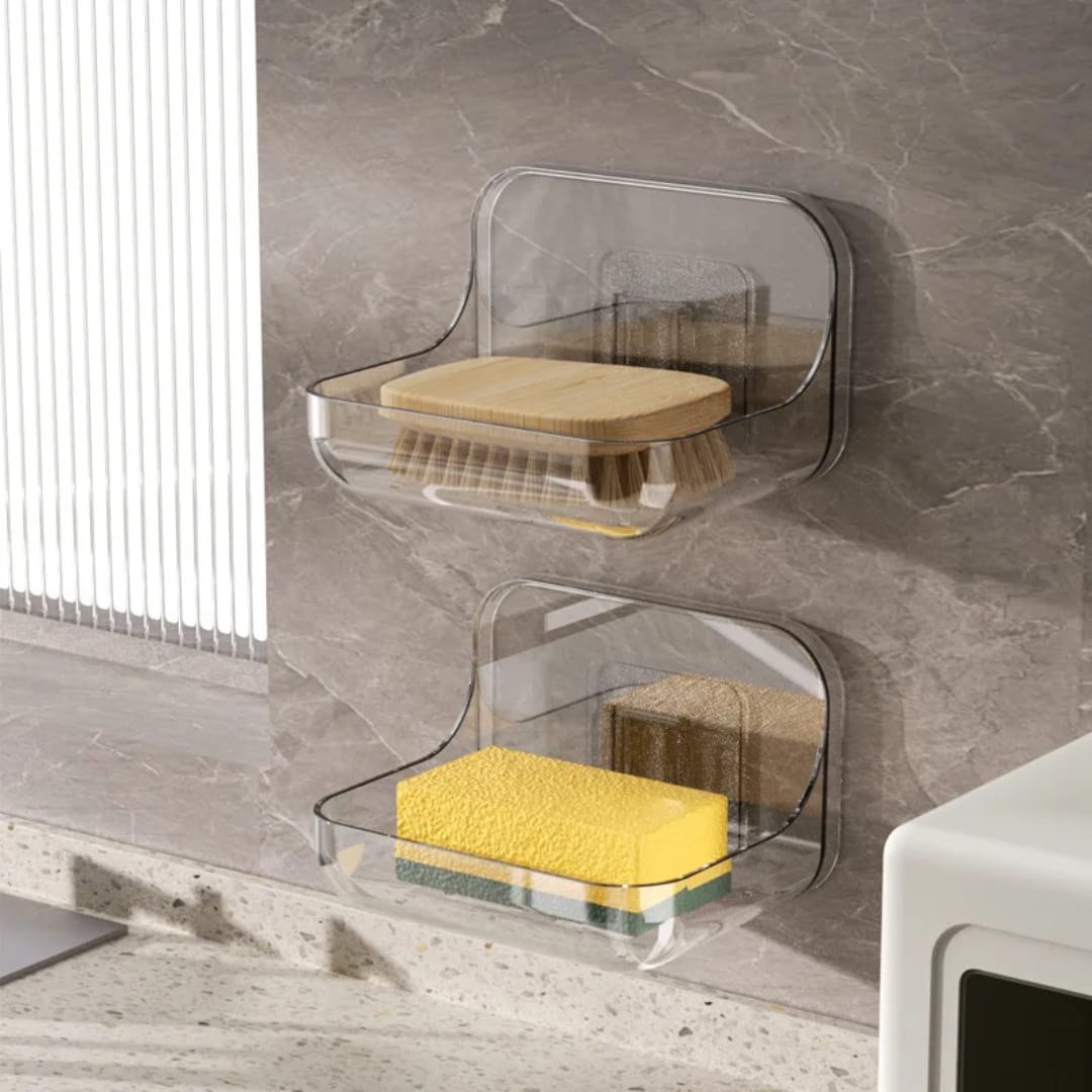 Single layer clear wall mounted soap holder