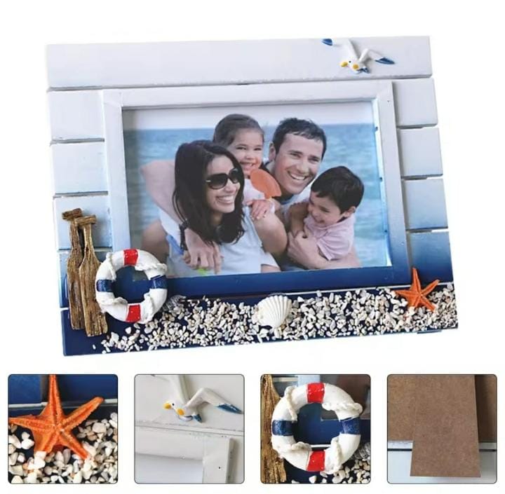 Wooden photo frame + swing clock ornament