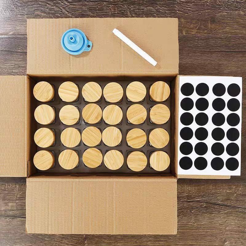 29 pcs set glass storage jars with bamboo lid