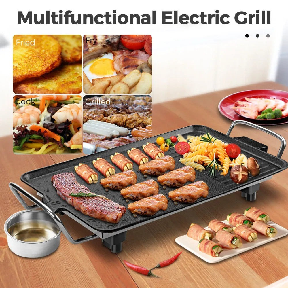 ELECTRIC BBQ GRILL PAN, Baking Grill Tray, Non-Stick Rectangular Multifunctional Household