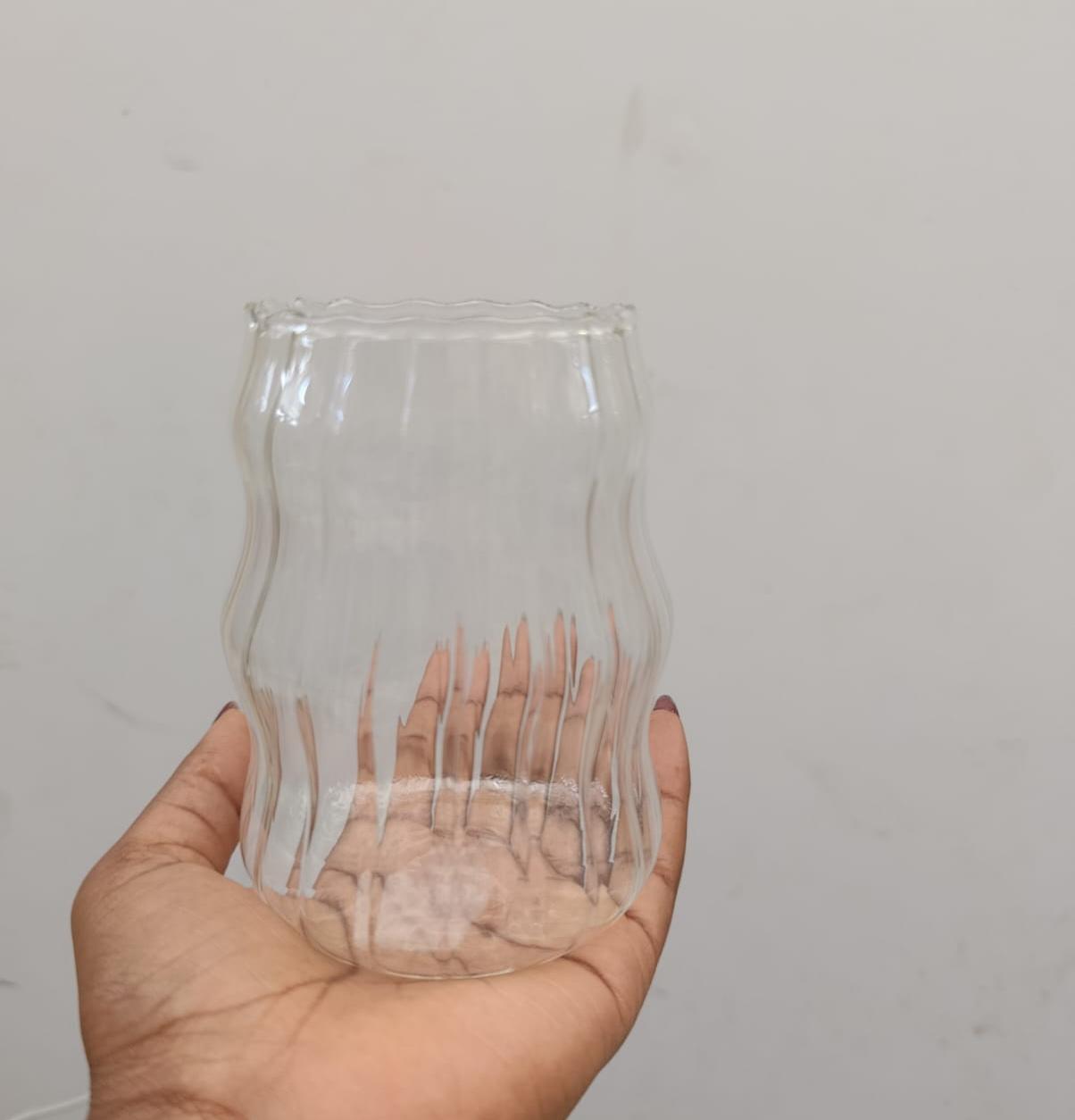 Ribbed glass tumblers