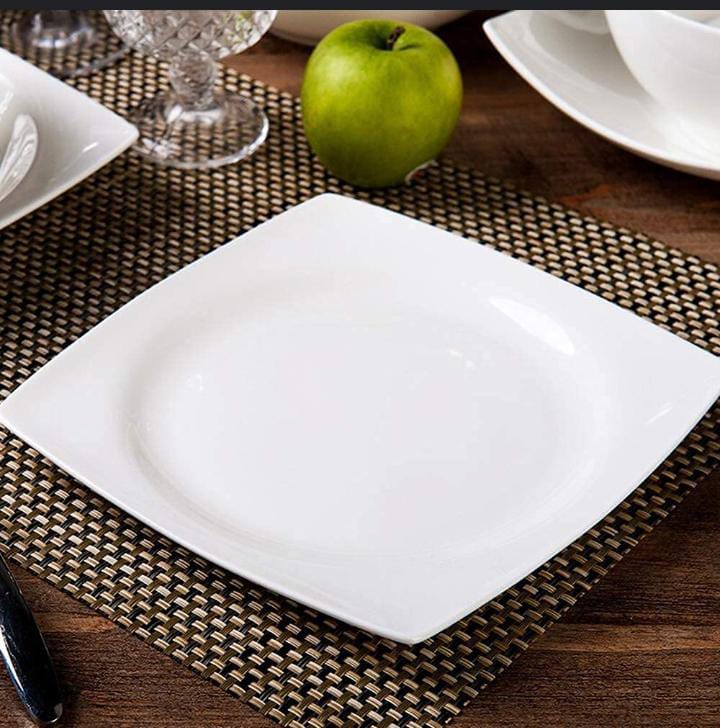 Bone china square dinner plate