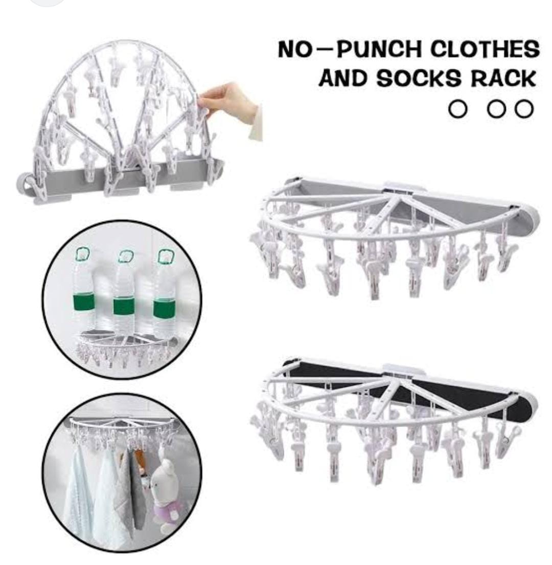 semi circular punch free foldable 24 peg underwear organizer rack