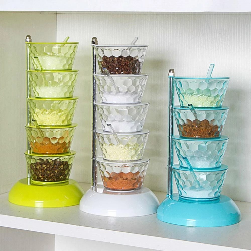 5layer rotating spice seasoning stand