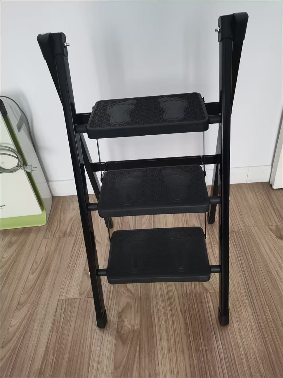 3-Step Black Foldable Ladder