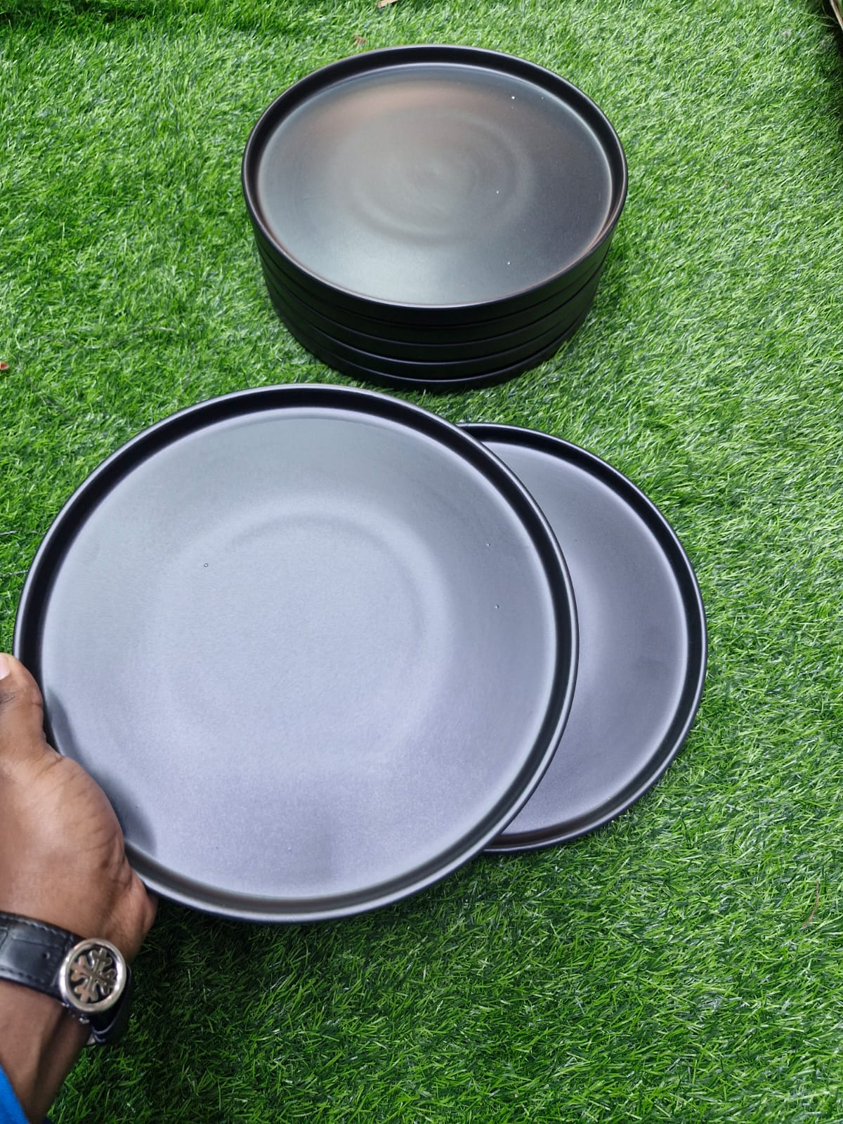 6Pcs black ceramic plates