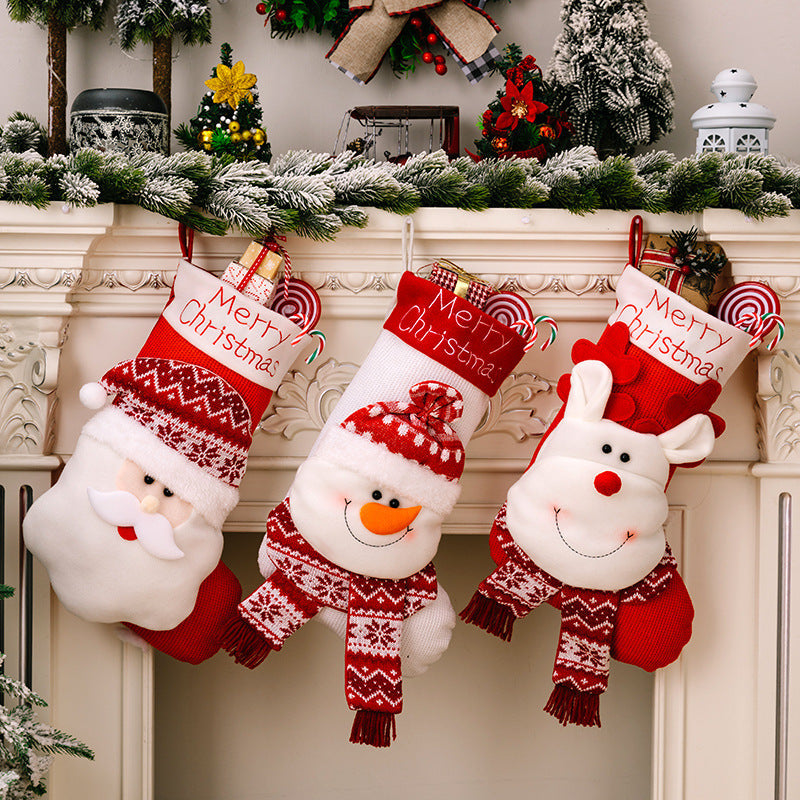 Large Santa Snowman Elk Stockings Knitted