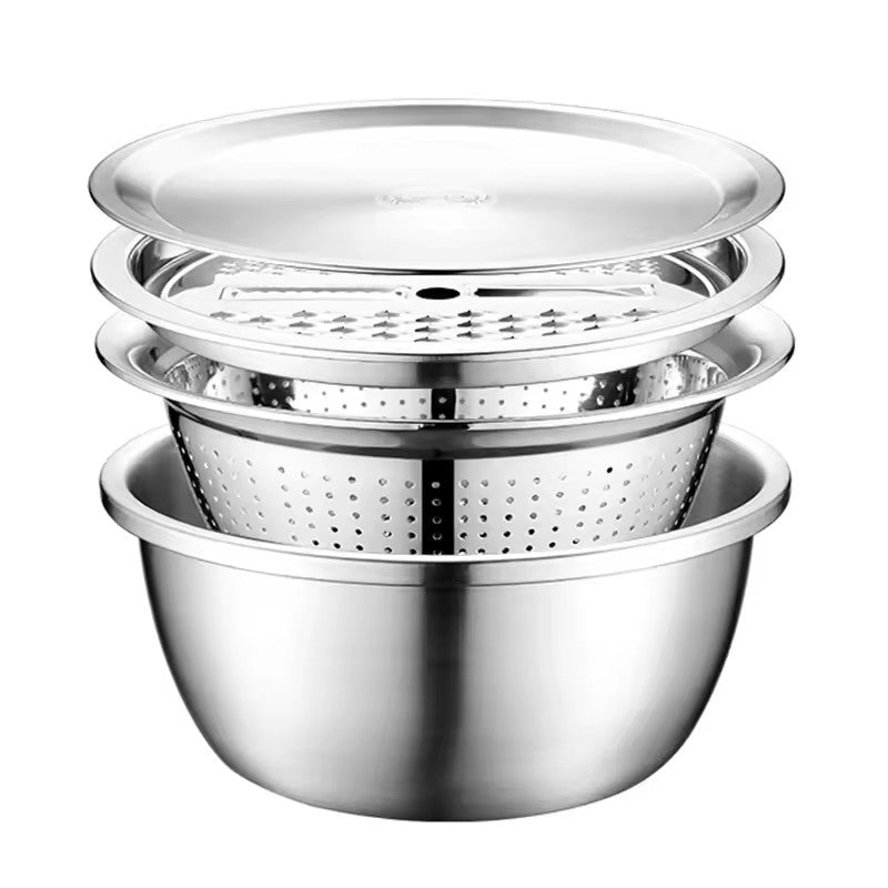 26cm 4PCS Set 304 colander Stainless Steel Bowl with Lid