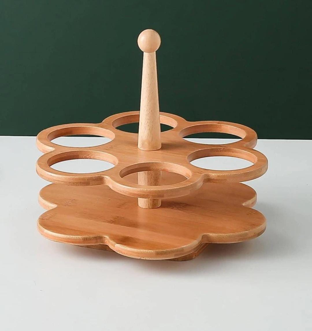 6 in 1 Rotating spice rack with spoon /Seasoning set with Bamboo stand