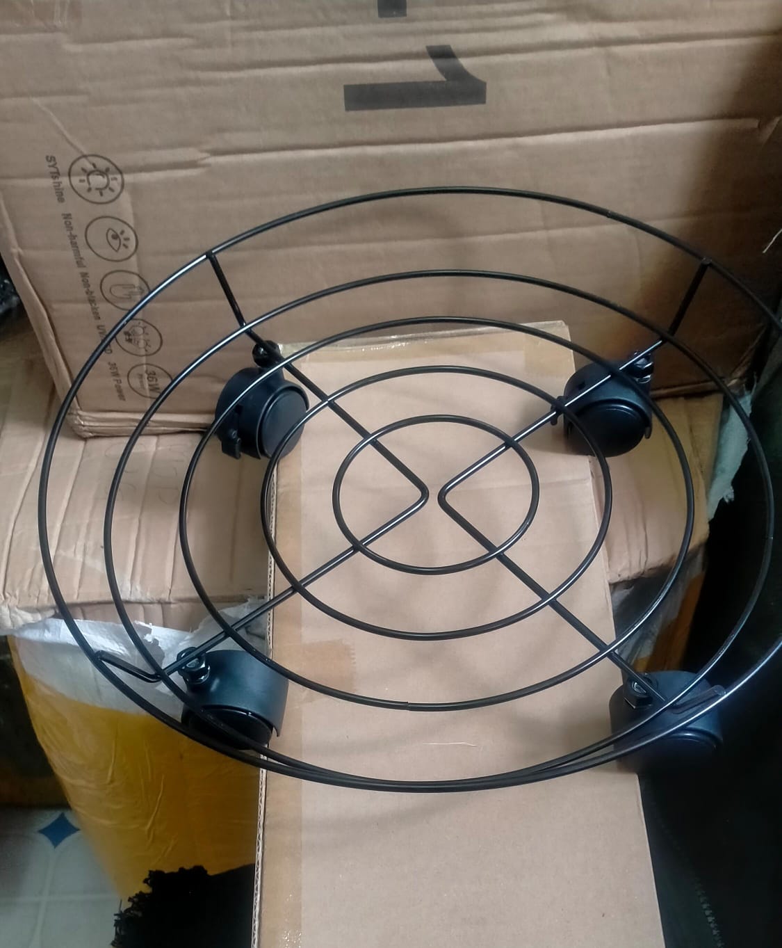 Heavy duty metallic gas cylinder planter movable trolley with wheels