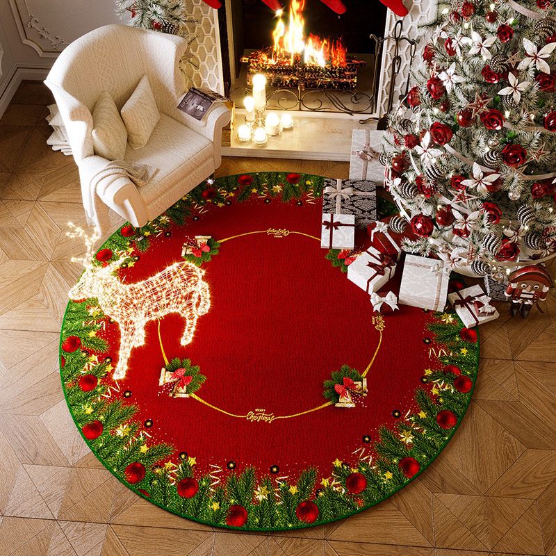 Christmas Circular Carpet Washable Anti Slip
