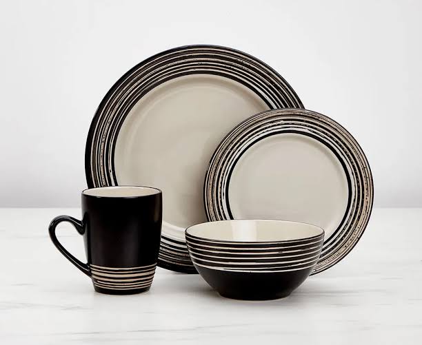 16 Pieces Ceramic Tahiti Latte Dinner Set at