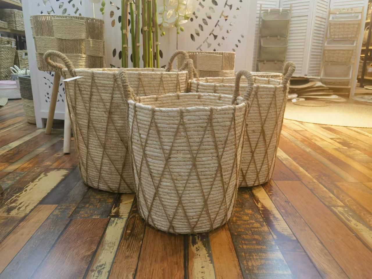 Set of 3 Stackable handmade baskets
