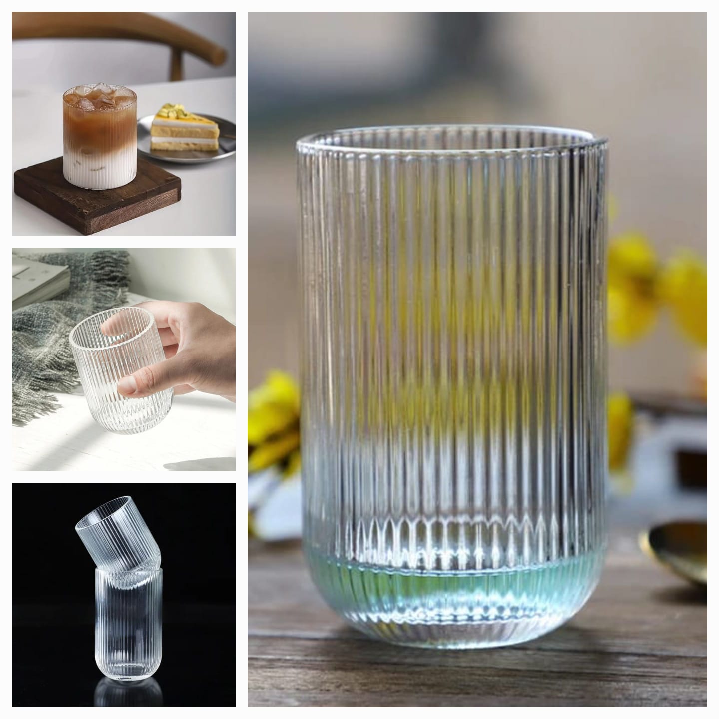 6Pc Quality Ribbed Water glass
