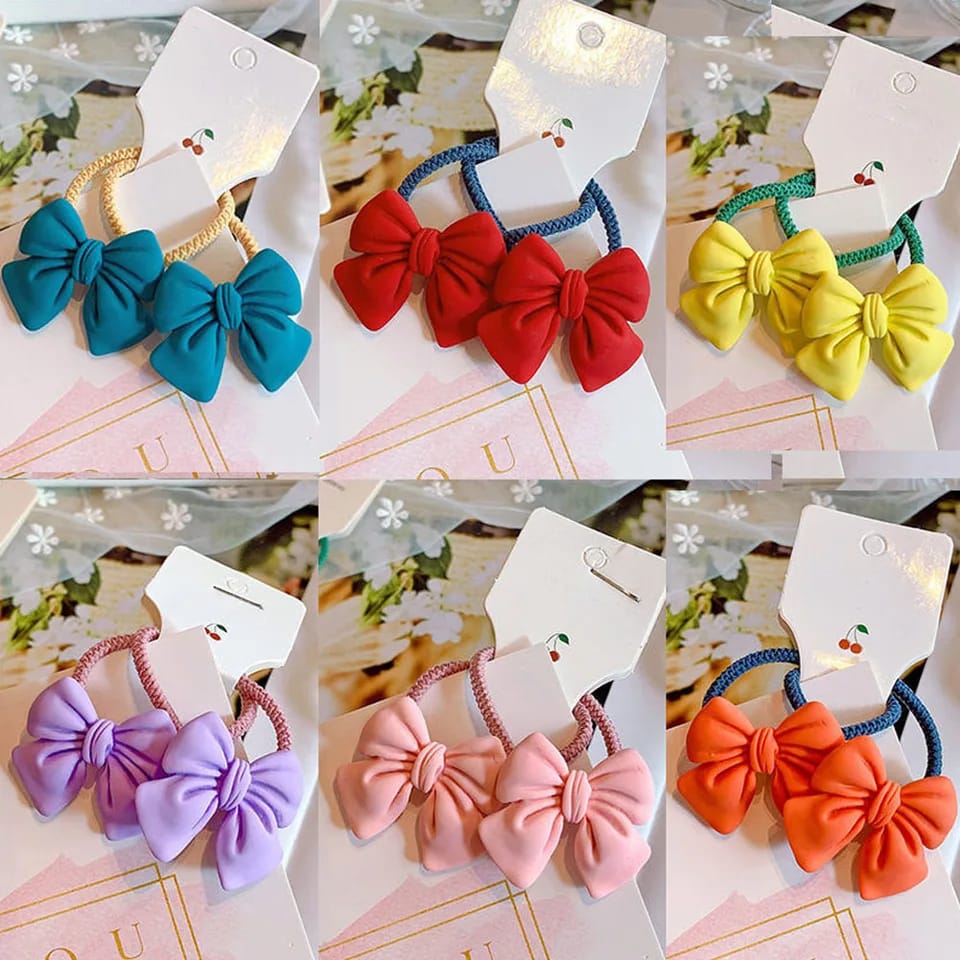 2pcs Cute Bowknot Elastic Hair Bands