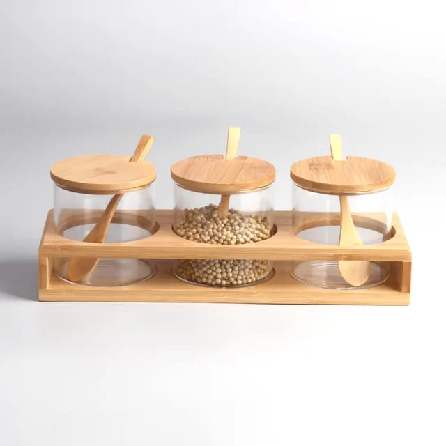 3pcs Canister set with bamboo lid