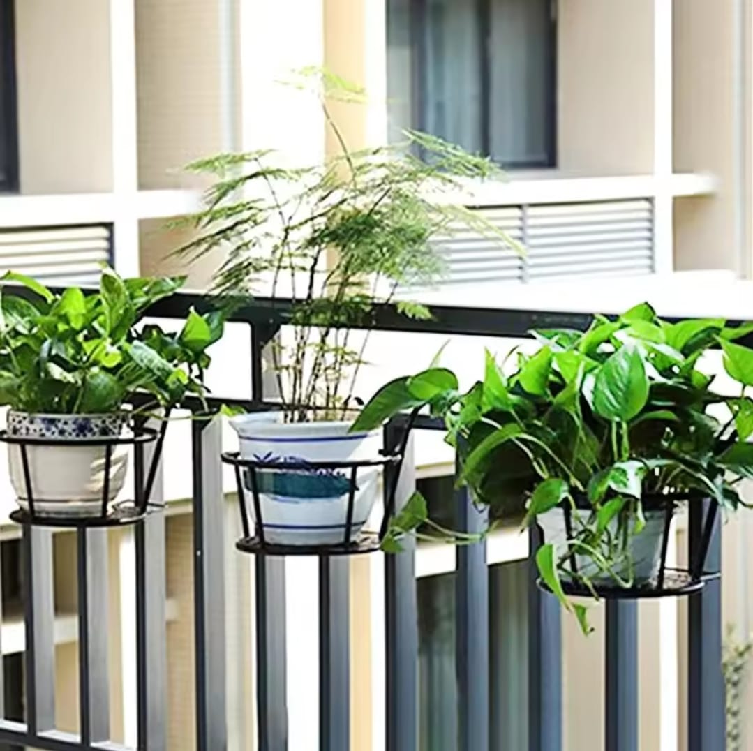 Metallic over the balcony flower pot holder